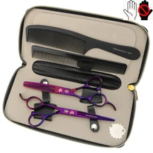 Japan imported 6 inch 440c purple left hand powder drill screw hairdressing scissors household plus thin cut bangs scissors