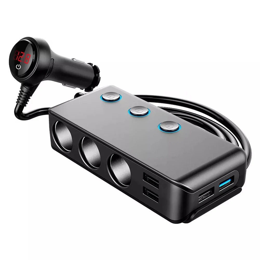 120W Car Charger 12/24V Car Lighter Splitter Dual USB Fast Charger Adapter with Voltmeter ON/OFF Switch for GPS Mobile Phone
120W Car Charger 12/24V Car Lighter Splitter Dual USB Fast Charger Adapter with Voltmeter ON/OFF Switch for GPS Mobile Phone