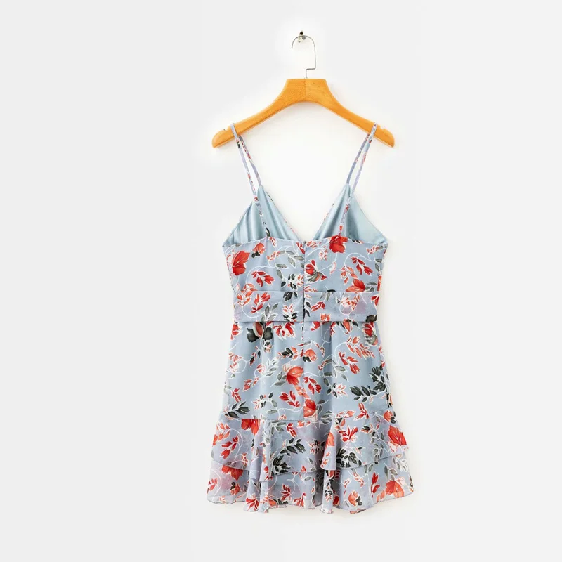 Summer women's casual flower print belt decoration slim suspender dress Vestidos
Summer women's casual flower print belt decoration slim suspender dress Vestidos