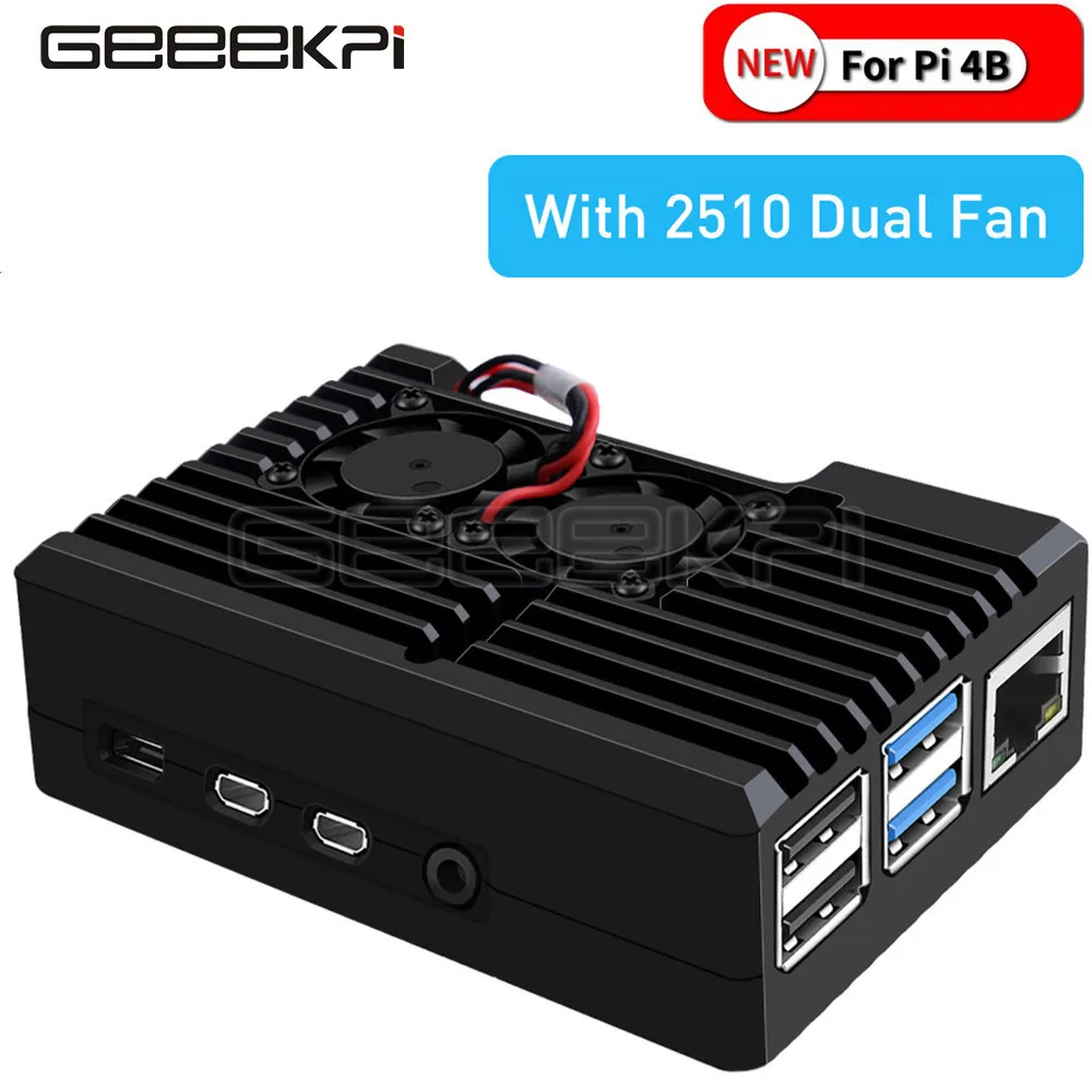 GeeekPi новый черный алюминиевый чехол с ЧПУ Корпус Корпуса для Raspberry Pi 4 3510 2510