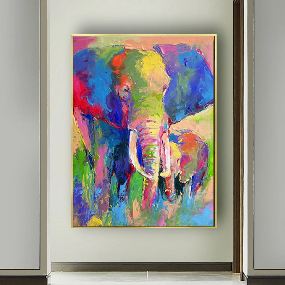 Hand Painted Abstract Elephant Couples Animal Family Oil Paintings On Canvas Children's Room Wall Picture For Living Room Decor 
Hand Painted Abstract Elephant Couples Animal Family Oil Paintings On Canvas Children's Room Wall Picture For Living Room Decor