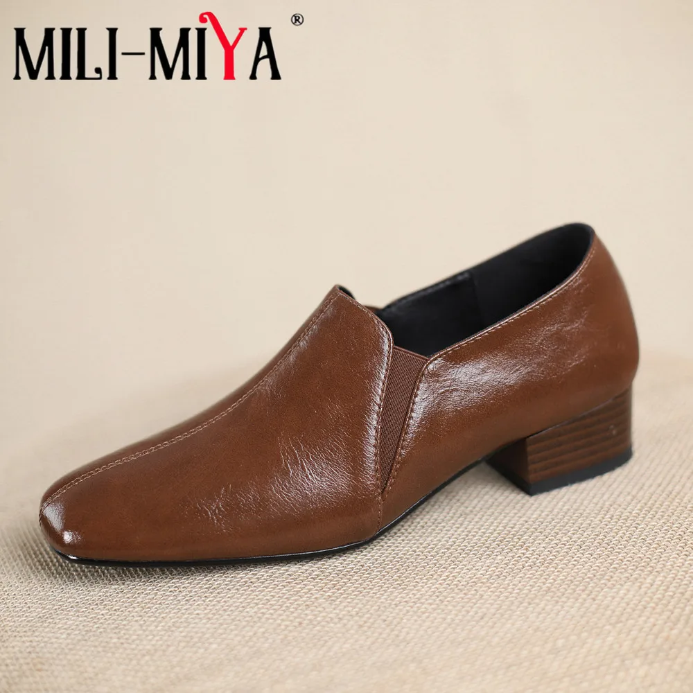 MILI-MIYA Classic Style Retro Genuine Leather Slip-On Women Pumps Fashion Spring Autumn Square Toe Thick Heel Handmade Shoes
MILI-MIYA Classic Style Retro Genuine Leather Slip-On Women Pumps Fashion Spring Autumn Square Toe Thick Heel Handmade Shoes
