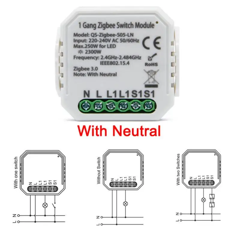 Tuya Zigbee Smart Switch Module No /With Neutral EU 220V 1 Way Wireless Light Switch Relay For Alexa Google Home Voice Control
Tuya Zigbee Smart Switch Module No /With Neutral EU 220V 1 Way Wireless Light Switch Relay For Alexa Google Home Voice Control