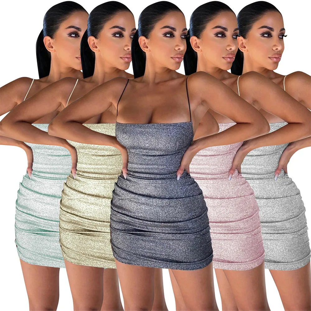 Glitter Fashion Sexy Camisole Mini Sundress Summer Clothes for Women Slash Neck Clubwear Dress Female Skinny Pleated Vestidos
Glitter Fashion Sexy Camisole Mini Sundress Summer Clothes for Women Slash Neck Clubwear Dress Female Skinny Pleated Vestidos