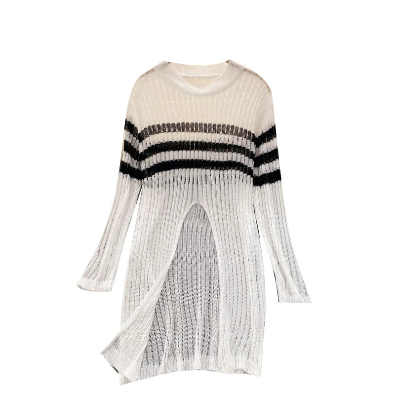 2021 New Fashion Temperament Autumn Women's Long Sleeve Round Neck T-Shirt Women's Split Mid-length Hollow Knitted Top DK1120
2021 New Fashion Temperament Autumn Women's Long Sleeve Round Neck T-Shirt Women's Split Mid-length Hollow Knitted Top DK1120