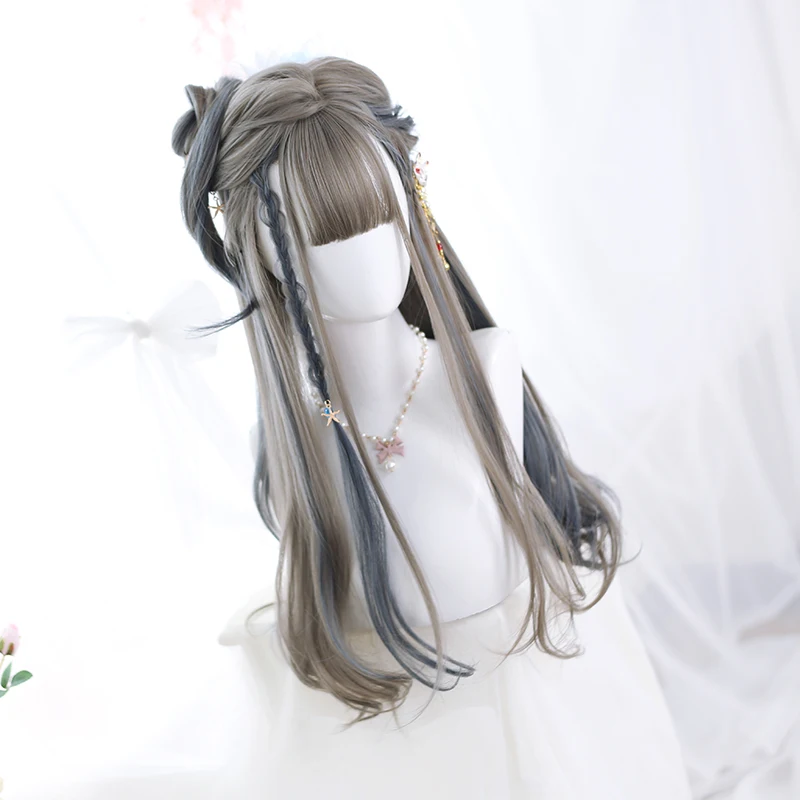 LM wig female long straight hair gray highlighting blue micro-volume Lolita animation synthetic heat-resistant wig
LM wig female long straight hair gray highlighting blue micro-volume Lolita animation synthetic heat-resistant wig