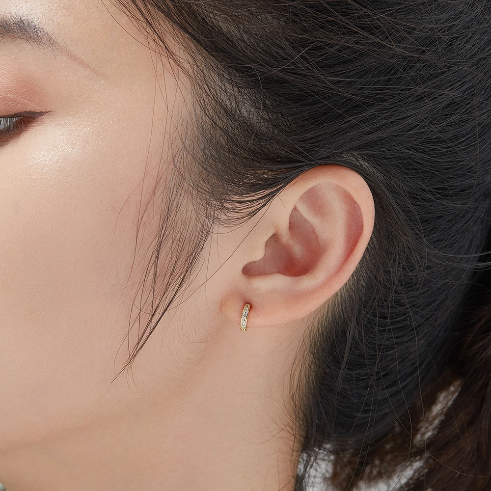 LEKANI 925 Sterling Silver Letter C Shape Tiny Stud Earrings For Women Full Cubic Zirconia Gold Color Earring Silver Jewelry
LEKANI 925 Sterling Silver Letter C Shape Tiny Stud Earrings For Women Full Cubic Zirconia Gold Color Earring Silver Jewelry