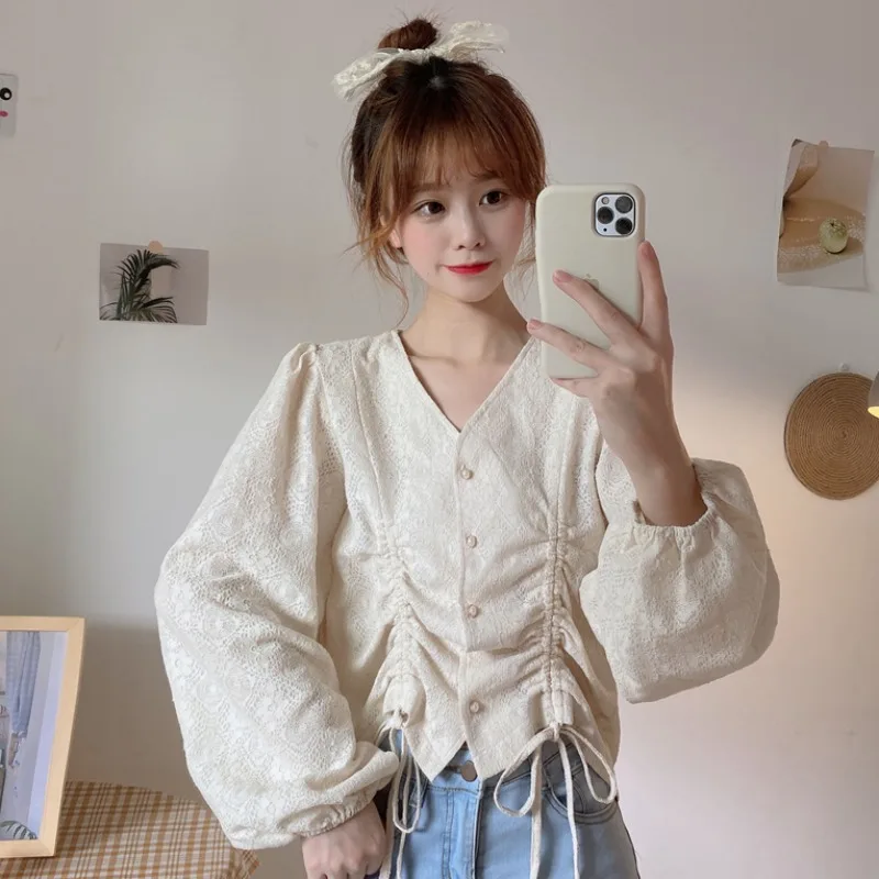 V-neck lace shirt women spring and autumn fashion casual all-match sexy girl style drawstring puff sleeve elegant blouse shirt
V-neck lace shirt women spring and autumn fashion casual all-match sexy girl style drawstring puff sleeve elegant blouse shirt