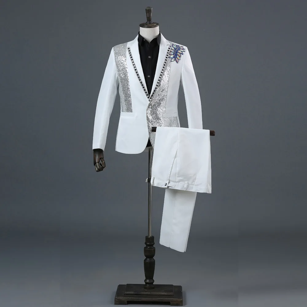 2018 Men's Black and White Sequins Inlaid Crystal DJ Singer Nightclub Suit Jacket Wedding Suit Blazer Costumes(Jacket+Pants)
2018 Men's Black and White Sequins Inlaid Crystal DJ Singer Nightclub Suit Jacket Wedding Suit Blazer Costumes(Jacket+Pants)