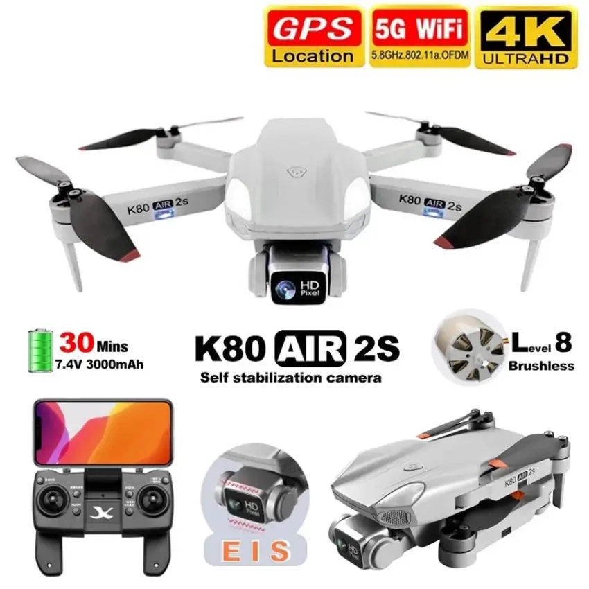 Новинка 2021, Квадрокоптер K80 Pro с Hd-камерой 4k, Gps, Wi-Fi, Fpv, Радиоуправляемый вертолет, игрушки для мальчиков, Радиоуправляемый квадрокоптер, игру...
Новинка 2021, Квадрокоптер K80 Pro с Hd-камерой 4k, Gps, Wi-Fi, Fpv, Радиоуправляемый вертолет, игрушки для мальчиков, Радиоуправляемый квадрокоптер, игру...