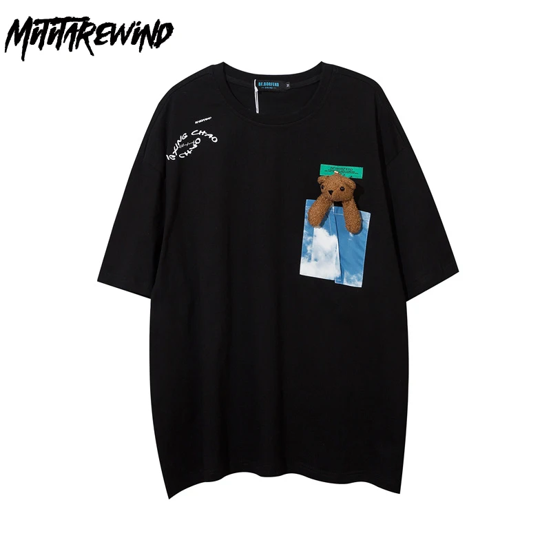 Summer Tshirts Men Short Sleeved Cute Bear Doll Decoration Couples Tops Tees Casual Loose Oversized Tee-shirt Homme Hip Hop
Summer Tshirts Men Short Sleeved Cute Bear Doll Decoration Couples Tops Tees Casual Loose Oversized Tee-shirt Homme Hip Hop