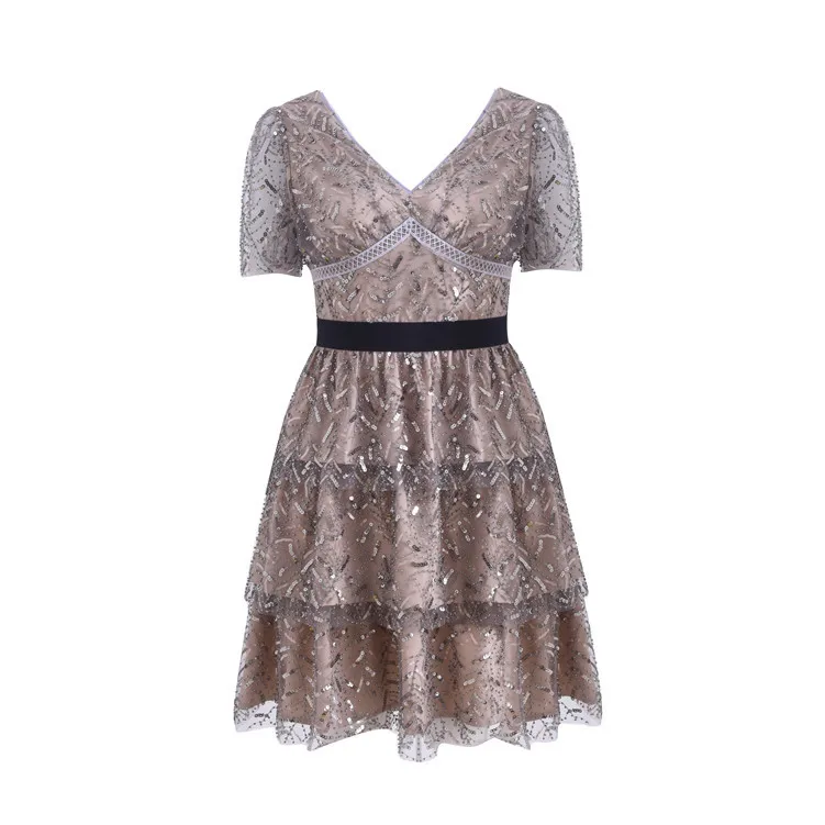 Vintage Sequin Mesh Embroidery Party Dress 2020 Runway Designers Elegant V-neck Ruffles Mini Dress For Women Summer
Vintage Sequin Mesh Embroidery Party Dress 2020 Runway Designers Elegant V-neck Ruffles Mini Dress For Women Summer