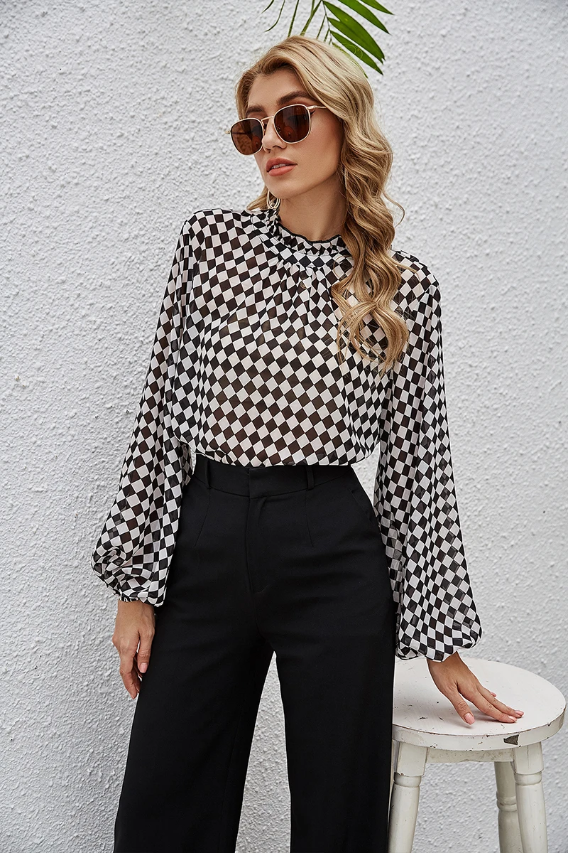 Y139 Lantern Sleeves Are Loose Chiffon Women's T-Shirt Fashion Square Lattice Spring Line Casual Tops
Y139 Lantern Sleeves Are Loose Chiffon Women's T-Shirt Fashion Square Lattice Spring Line Casual Tops
