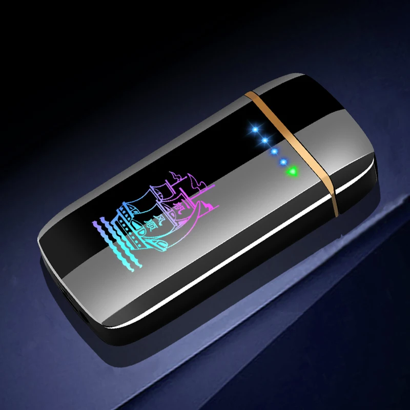 Электронная Зажигалка Ветрозащитная беспламенная двойная дуговая USB