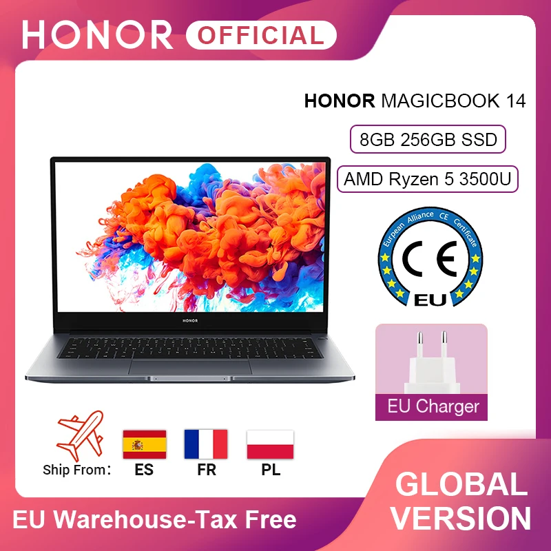 Глобальная версия Huawei Honor MagicBook 14 ноутбук 0 дюймов FHD AMD Ryzen 5 3500U 8 Гб 256 ГБ SSD 65 Вт