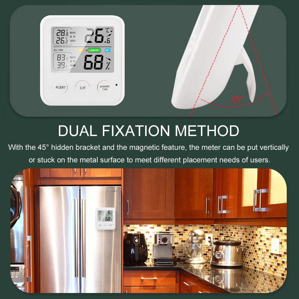 High Precision Magnetic Thermometer Hygrometer Digital Thermo-Hygrometer LCD Screen / Switchable Temperature Humidity Meter
High Precision Magnetic Thermometer Hygrometer Digital Thermo-Hygrometer LCD Screen / Switchable Temperature Humidity Meter
