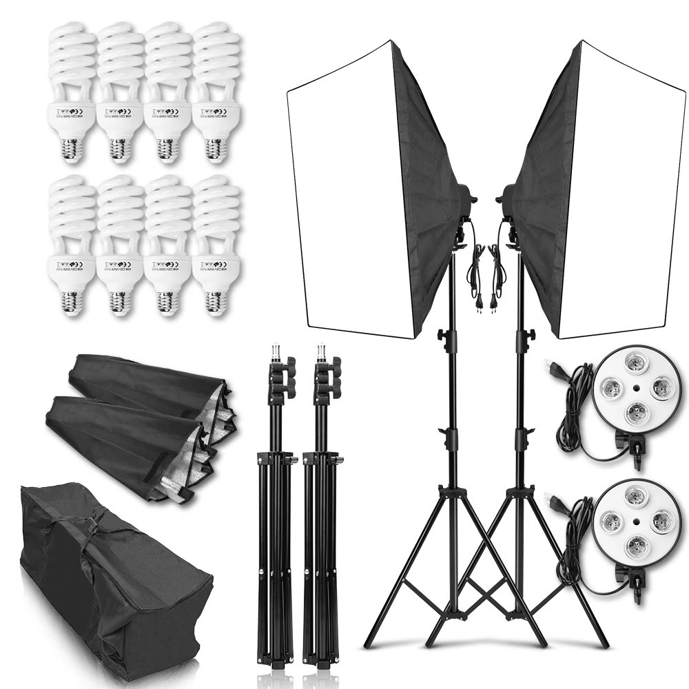 ZUOCHEN 8PCS Lamps E27 135W Bulbs Photography Lighting Kit 2PCS Softbox Lightbox+Light Stand For Photo Studio Diffuser
ZUOCHEN 8PCS Lamps E27 135W Bulbs Photography Lighting Kit 2PCS Softbox Lightbox+Light Stand For Photo Studio Diffuser