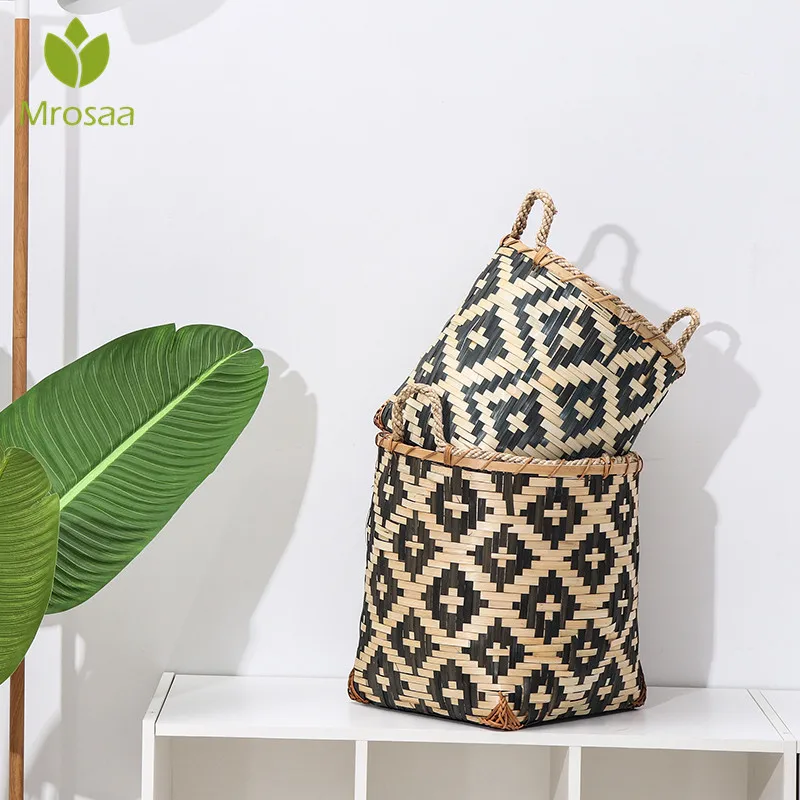Large Capacity Hand-Woven Storage Baskets African Element Bamboo Storage Bucket with Handle Flower Pot Vase Home Organizer
Large Capacity Hand-Woven Storage Baskets African Element Bamboo Storage Bucket with Handle Flower Pot Vase Home Organizer
