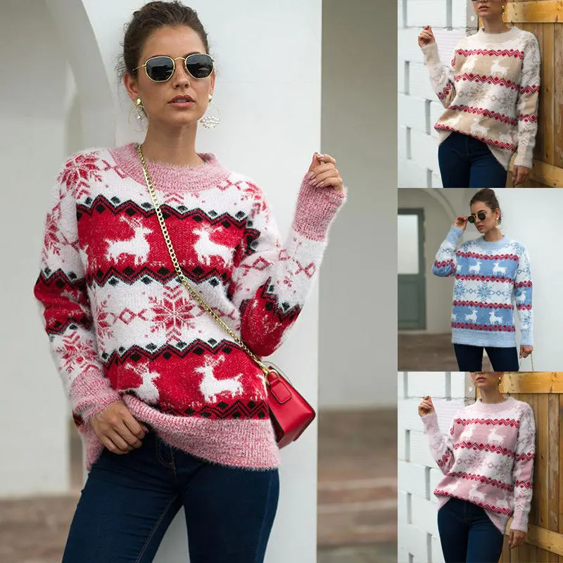 2021 Women Christmas Elk Snowflake Bottoming Sweater Fall/Winter Long Sleeve Tops Female Mink Fleece Sweaters Pullover
2021 Women Christmas Elk Snowflake Bottoming Sweater Fall/Winter Long Sleeve Tops Female Mink Fleece Sweaters Pullover