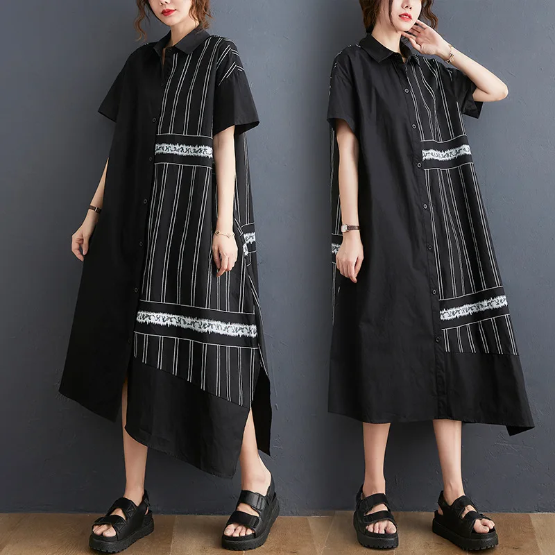 Black Shirt Dress Plus Size Short Sleeve 2021 Women Loose Casual Fashion Work Irregular Length Dresses Clothing
Black Shirt Dress Plus Size Short Sleeve 2021 Women Loose Casual Fashion Work Irregular Length Dresses Clothing