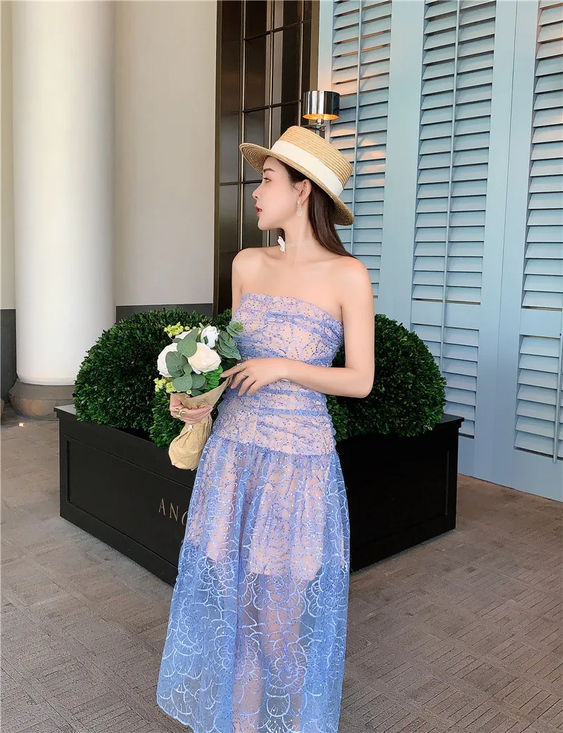 Fashion Designer SP Blue Fairy Midi Dress Women High-End Sequined Sexy Strapless Dress High Waist Slimming Elegant Dress Summer
Fashion Designer SP Blue Fairy Midi Dress Women High-End Sequined Sexy Strapless Dress High Waist Slimming Elegant Dress Summer