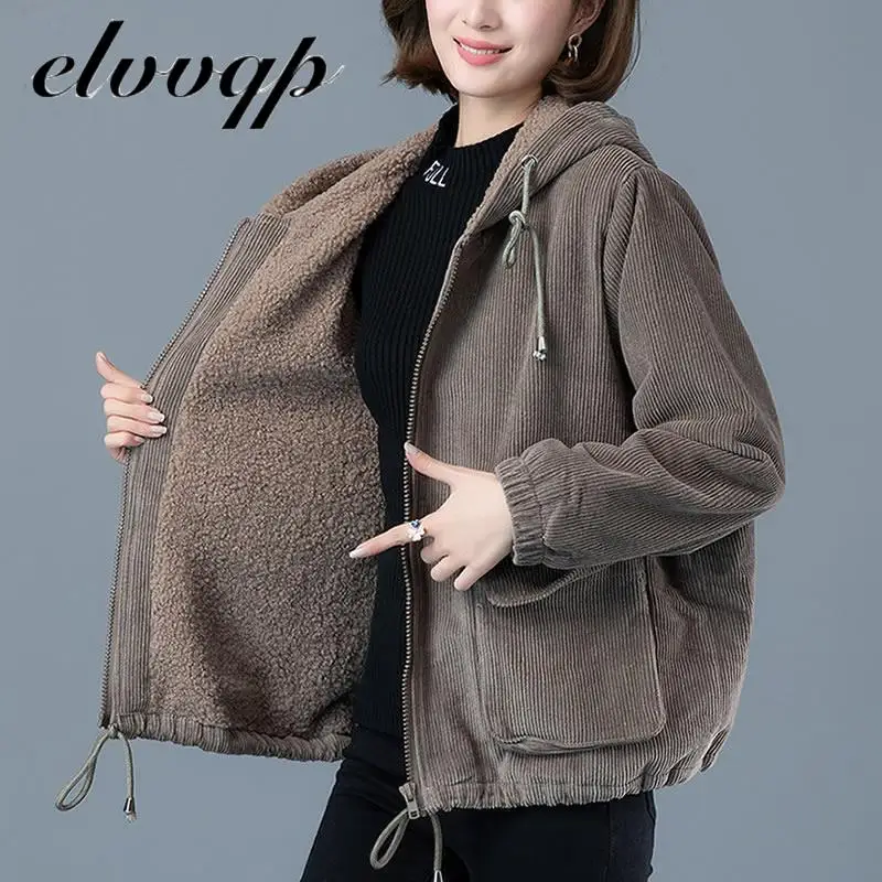 plus Size L-5XL Vintage Corduroy Jackets Women Autumn Winter Thick Plus Velvet Warm Long Sleeve Casual Hooded Basic Coats 2020
plus Size L-5XL Vintage Corduroy Jackets Women Autumn Winter Thick Plus Velvet Warm Long Sleeve Casual Hooded Basic Coats 2020