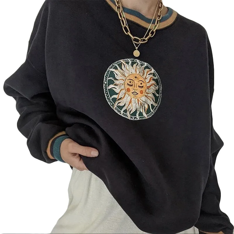 Hip Hop Black Sunlight Print Women Sweatshirts Vintage Loose Casual Long Sleeve Clothes for Teens Streetwear Autumn Europe Style
Hip Hop Black Sunlight Print Women Sweatshirts Vintage Loose Casual Long Sleeve Clothes for Teens Streetwear Autumn Europe Style