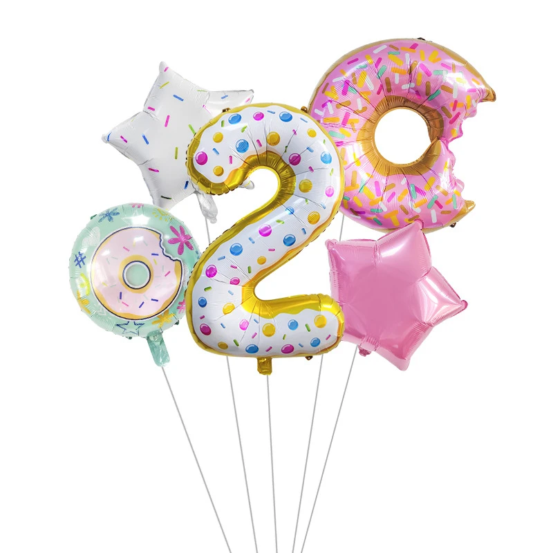 5pcs donut aluminum film balloon combination baby birthday party decorations five-pointed star wave dot latex balloon candy set
5pcs donut aluminum film balloon combination baby birthday party decorations five-pointed star wave dot latex balloon candy set