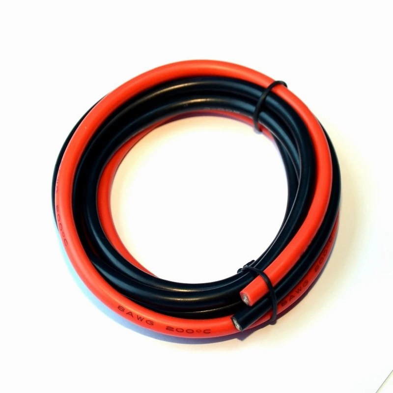 

8 Gauge Electrical Wire Battery Cable [1 m Black And 1 m Red] 8AWG-1650 Strands of Tinned Copper Wire , solder through quickly