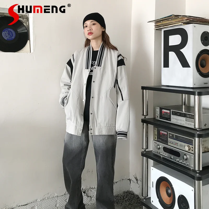 Women's Loose Baseball Uniform 2021 Autumn New American Style Gray Hip Hop Multi-Color Coat Streetwear Student Couple Jackets
Women's Loose Baseball Uniform 2021 Autumn New American Style Gray Hip Hop Multi-Color Coat Streetwear Student Couple Jackets