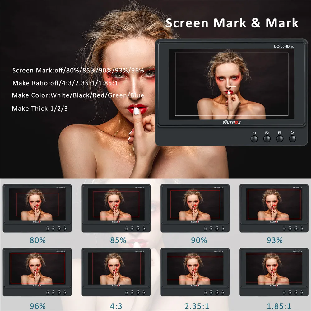 Viltrox DC-55 HD 5.5 inch 4K 1920x1080 IPS Screen Camera Field Monitor Display for Canon Nikon Sony Fuji DSLR Camcorder BMPCC
Viltrox DC-55 HD 5.5 inch 4K 1920x1080 IPS Screen Camera Field Monitor Display for Canon Nikon Sony Fuji DSLR Camcorder BMPCC