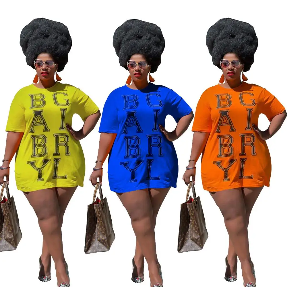 Orange Yellow Blue Plus Size Short Dress Letter Print Pattern Loose Dress Women's Casual Crew Neck Short Sleeve T Shirt Dresses
Orange Yellow Blue Plus Size Short Dress Letter Print Pattern Loose Dress Women's Casual Crew Neck Short Sleeve T Shirt Dresses