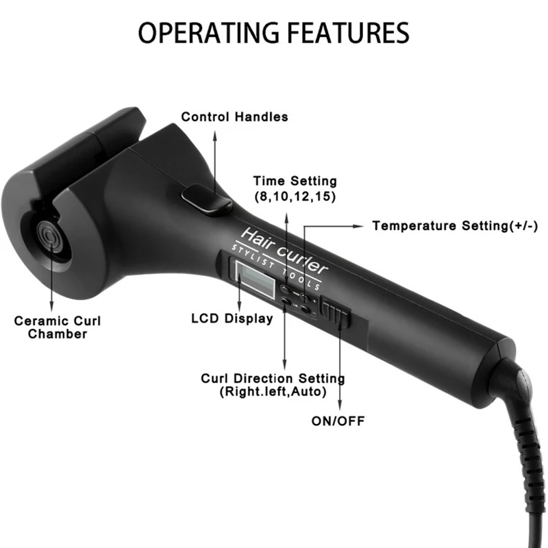 LCD Automatic Hair Curling Iron Magic Hair Curler Electric Ceramic Anti-perm Professional Hair Waver Styling Tools Hair Styler 
LCD Automatic Hair Curling Iron Magic Hair Curler Electric Ceramic Anti-perm Professional Hair Waver Styling Tools Hair Styler