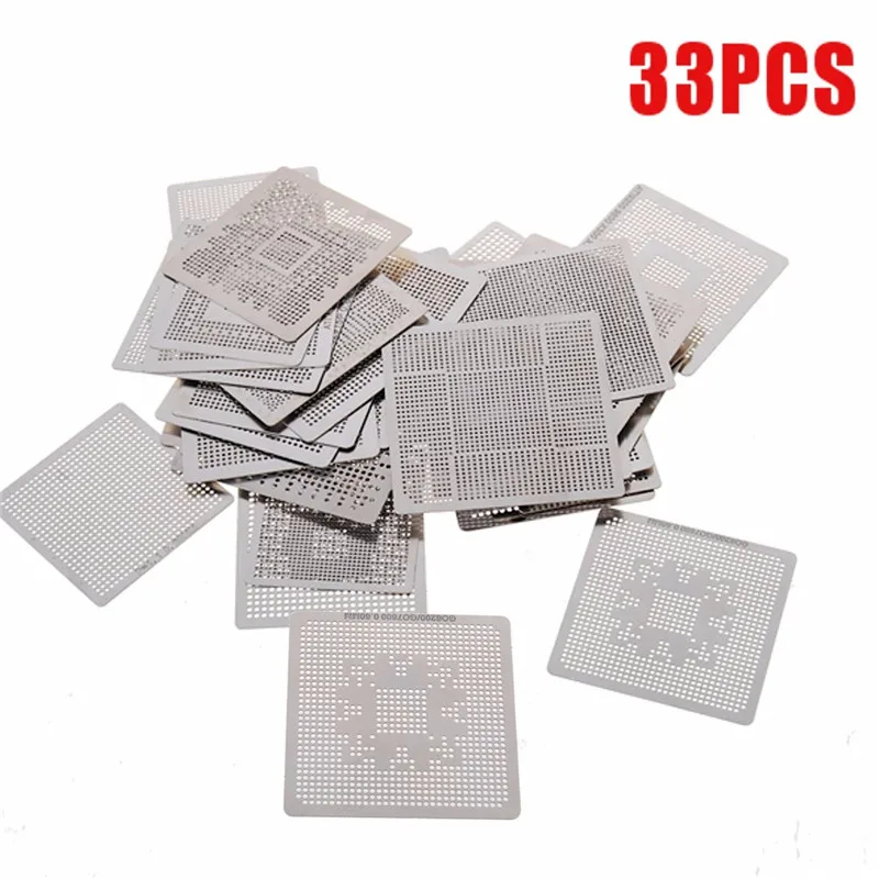 33pcs/Set Directly Heat Rework BGA Reballing Stencil Template Set Soldering Tools
33pcs/Set Directly Heat Rework BGA Reballing Stencil Template Set Soldering Tools
