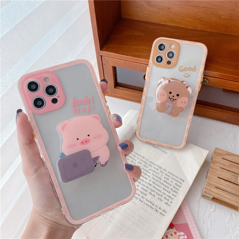Cartoon pink pig Phone case For iphone 12 11 pro max mini XS max XR X SE20 7 8 plus 3D Folding bracket Cute clear Silicone Cover
Cartoon pink pig Phone case For iphone 12 11 pro max mini XS max XR X SE20 7 8 plus 3D Folding bracket Cute clear Silicone Cover