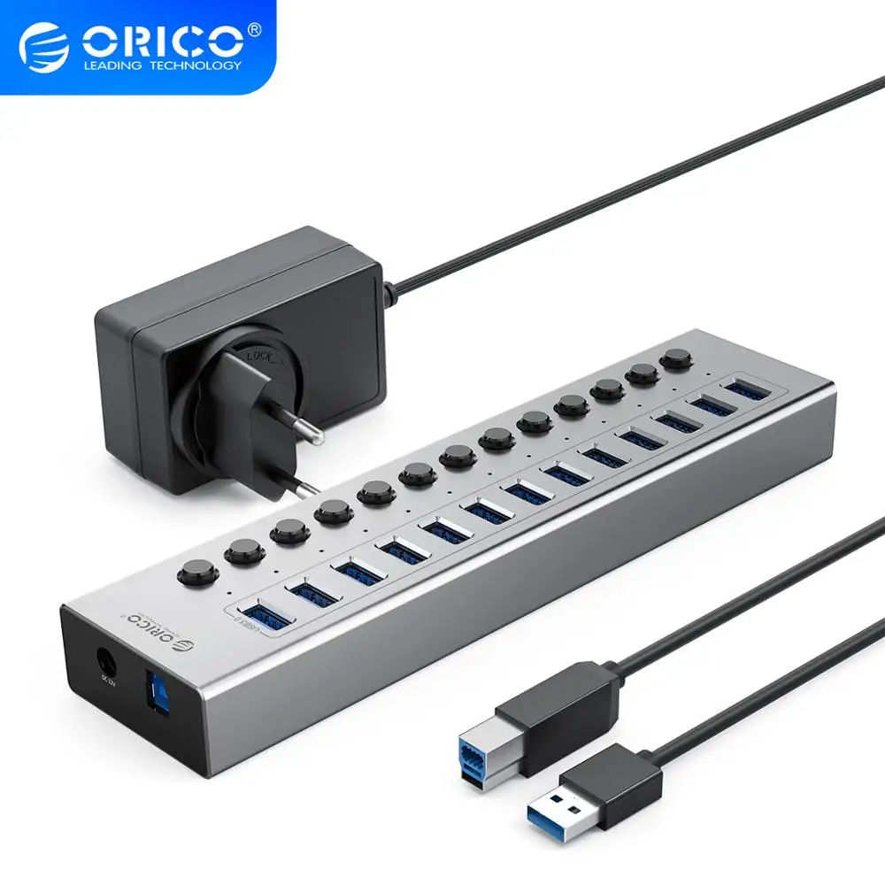 ORICO промышленный USB 3 0 концентратор 7/10/13/16 алюминиевый usb разветвитель ВКЛ./ВЫКЛ.