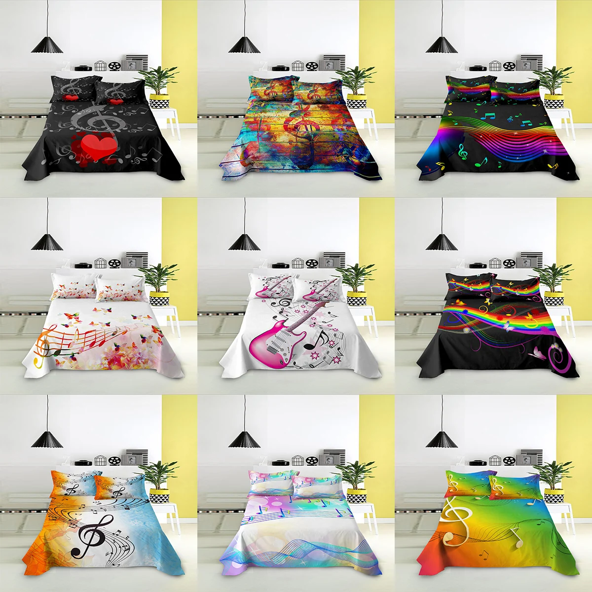 Bed Sheet 3D Guitar And Music Notation Pattern Bed Sheet With Pillowcase 3-piece Bedding Set Fashion Queen Household Bedclothes
Bed Sheet 3D Guitar And Music Notation Pattern Bed Sheet With Pillowcase 3-piece Bedding Set Fashion Queen Household Bedclothes