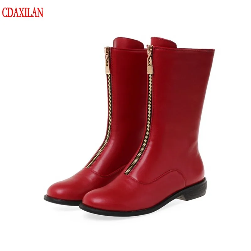 CDAXILAN NEW ARRIVALS Mid-calf boots women's soft PU leather flat with round-toe front zipper boots ladies motorcycle winter
CDAXILAN NEW ARRIVALS Mid-calf boots women's soft PU leather flat with round-toe front zipper boots ladies motorcycle winter