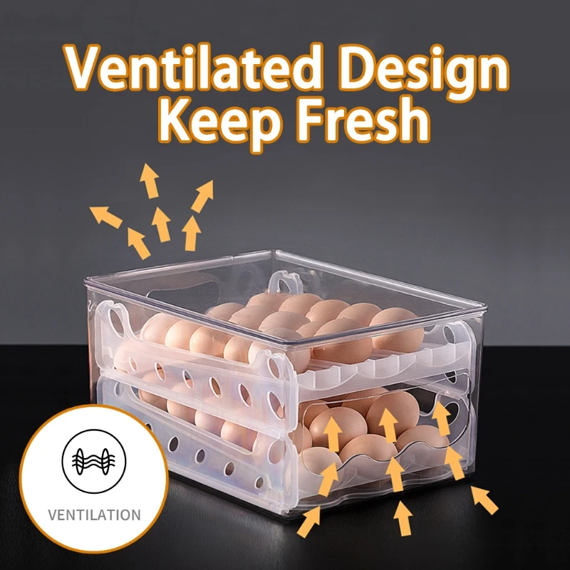 Slide Egg Holders Double Layer Stackable Refrigerator Organizer Clear Plastic Storage Container Box for Fridge Freezer Kitchen
Slide Egg Holders Double Layer Stackable Refrigerator Organizer Clear Plastic Storage Container Box for Fridge Freezer Kitchen