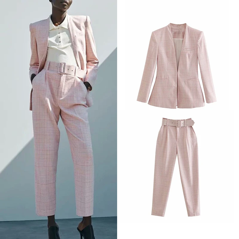 ZA 2Pcs Women Plaid Blazer Jacket 2021 Autumn Winter New Office Lady Long Pant With Belt Casual Long Sleeve Coats Outfits
ZA 2Pcs Women Plaid Blazer Jacket 2021 Autumn Winter New Office Lady Long Pant With Belt Casual Long Sleeve Coats Outfits