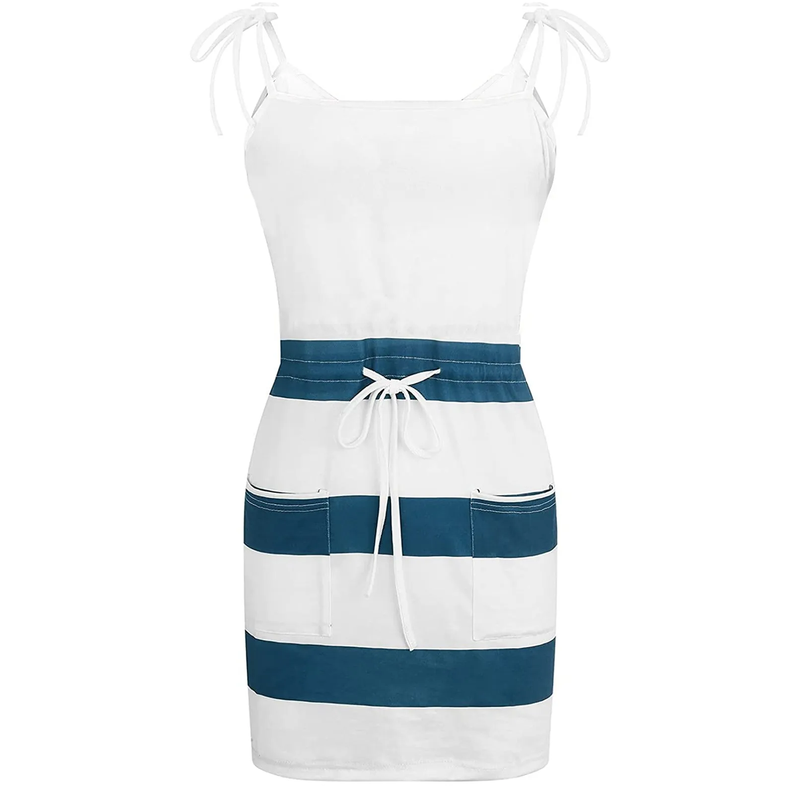 Summer Sexy Party Dress Women's Fashion Stripes Prints V-Neck Sleeveless Lacing Pockets Leisure Dress Sundress Vestidos
Summer Sexy Party Dress Women's Fashion Stripes Prints V-Neck Sleeveless Lacing Pockets Leisure Dress Sundress Vestidos