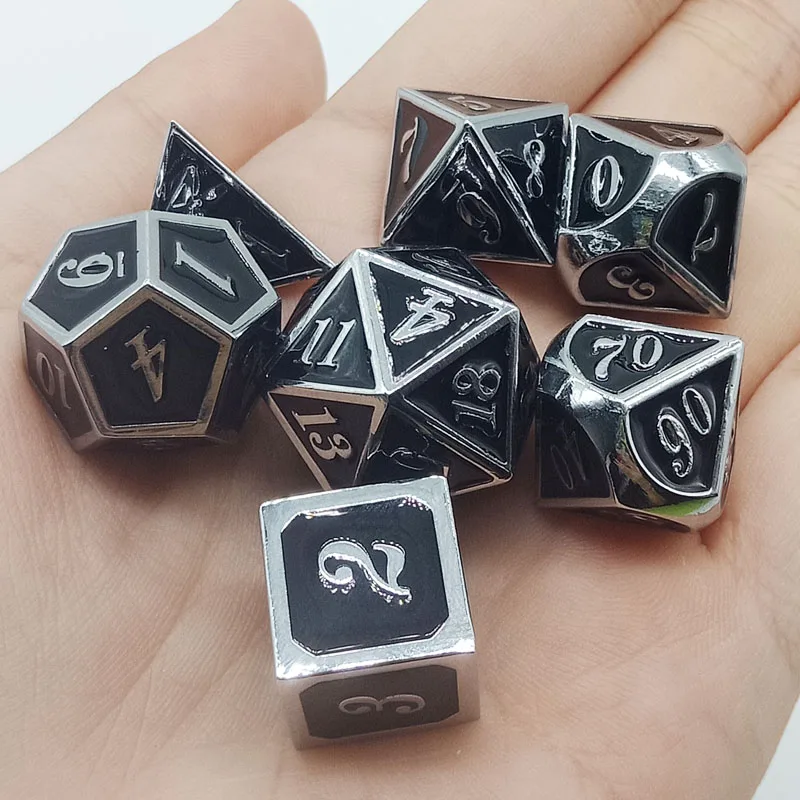 Metal dice Metal multi-sided dice set for role-playing games and DnD MTG table games D4 D6 D8 D10 D12 D20 
Metal dice Metal multi-sided dice set for role-playing games and DnD MTG table games D4 D6 D8 D10 D12 D20