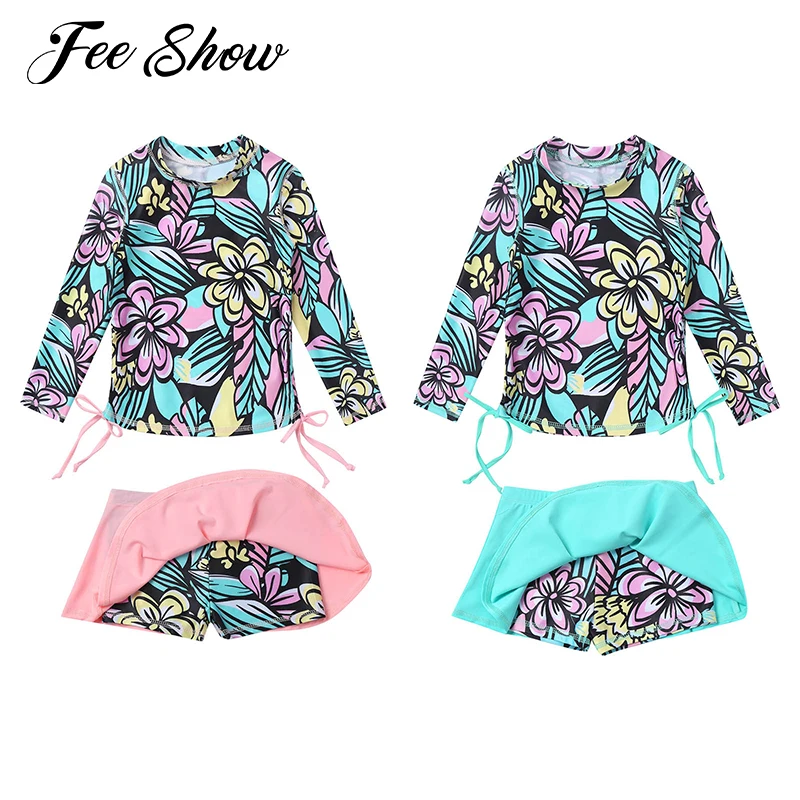4-12Y Kids Girls Two Pieces Swimwear Swimsuit Bathing Suit Long Sleeve Flower Printed Tops with Skirt Style Shorts Beachwear
4-12Y Kids Girls Two Pieces Swimwear Swimsuit Bathing Suit Long Sleeve Flower Printed Tops with Skirt Style Shorts Beachwear