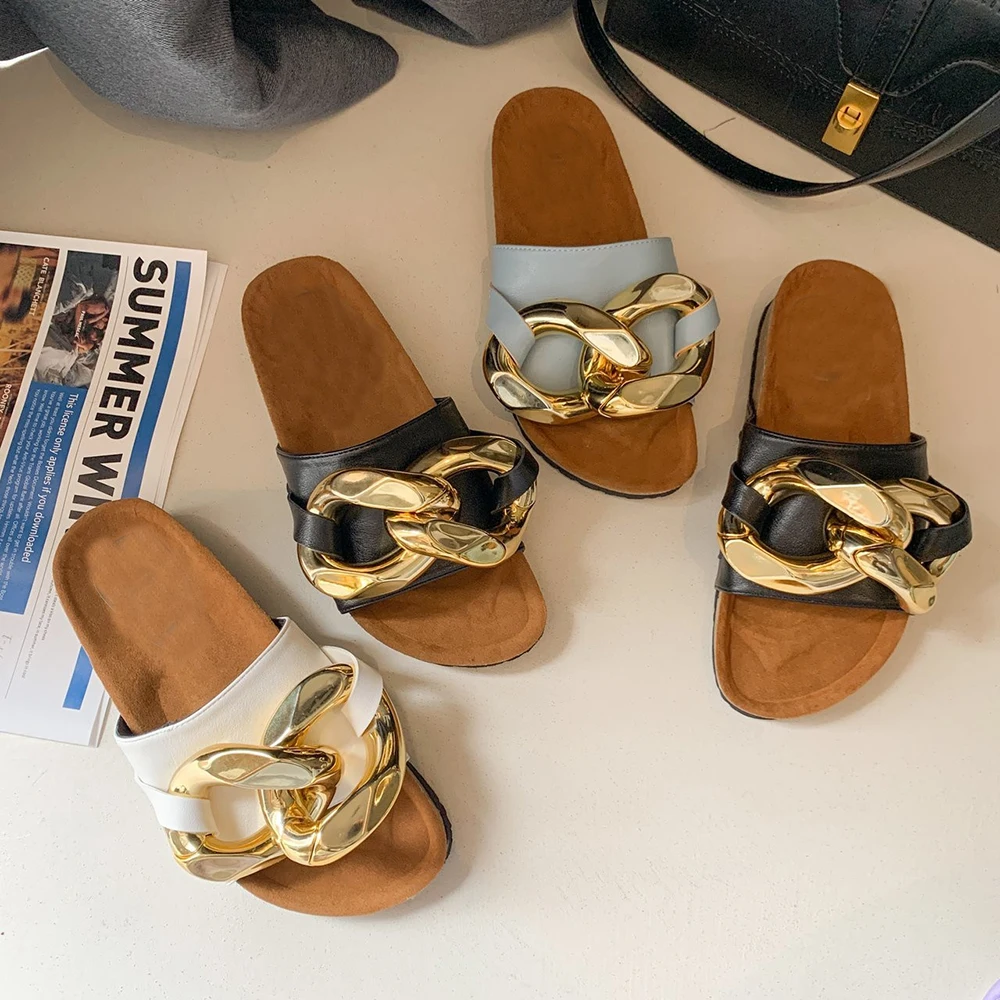 New Design Women Slipper Fashion Big Gold Chain Sandals Shoe for Lover Round Toe Slip On Mules Casual Slide Flip Flop Size 35-44
New Design Women Slipper Fashion Big Gold Chain Sandals Shoe for Lover Round Toe Slip On Mules Casual Slide Flip Flop Size 35-44