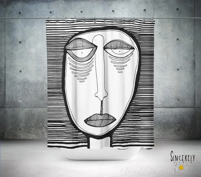 Unique Black White Art Shower Curtain Abstract Face Funky Psychedelic Outsider Modern Artist Dorm Room College Decor Artwork
Unique Black White Art Shower Curtain Abstract Face Funky Psychedelic Outsider Modern Artist Dorm Room College Decor Artwork