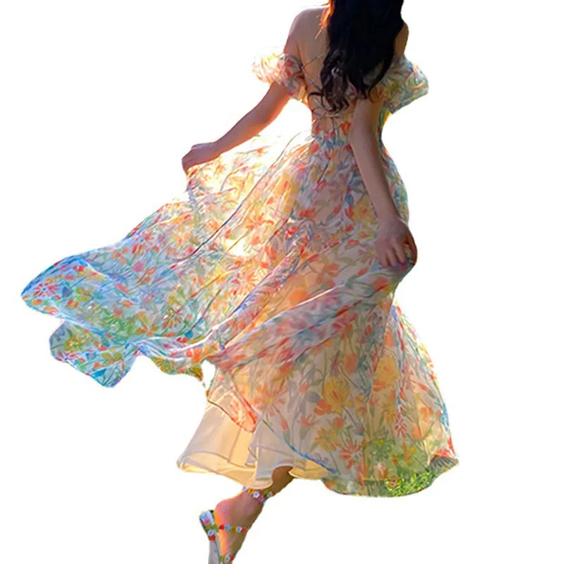 Elegant Retro Women's Short-sleeved sexy long Dress Floral Fashion Design Beach Suspender Dress Office Ladies Dress
Elegant Retro Women's Short-sleeved sexy long Dress Floral Fashion Design Beach Suspender Dress Office Ladies Dress
