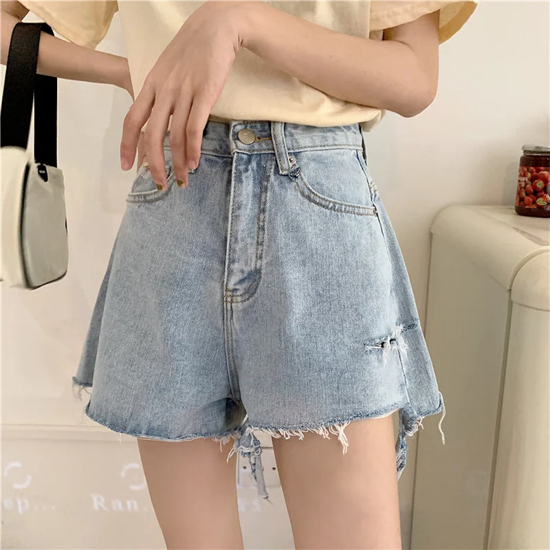 Kimutomo Ripped Jeans Shorts Women 2021 Summer Korean Solid Fashion Female High Waist Fashion A-line Wide Leg Denim Shorts
Kimutomo Ripped Jeans Shorts Women 2021 Summer Korean Solid Fashion Female High Waist Fashion A-line Wide Leg Denim Shorts