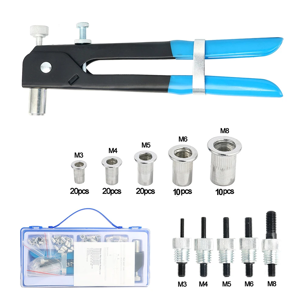 86PCS Rivet Tool Kit Nut Set Threaded Insert Tool Hand Riveter Metric M3 M4 M5 M6 M8 Riveting Assortment Household Repair Tools
86PCS Rivet Tool Kit Nut Set Threaded Insert Tool Hand Riveter Metric M3 M4 M5 M6 M8 Riveting Assortment Household Repair Tools