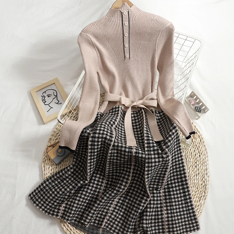Women Half High Collar Midi-length Sweater Dress Autumn Winter Chic Female Puff Sleeve Slim Lady Solid Knitted Dress
Women Half High Collar Midi-length Sweater Dress Autumn Winter Chic Female Puff Sleeve Slim Lady Solid Knitted Dress