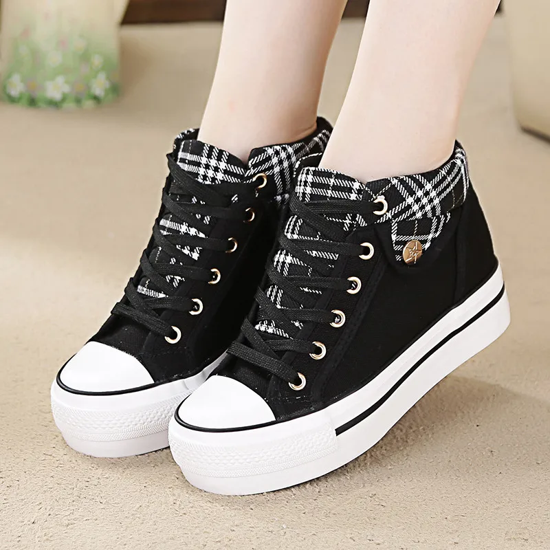 Hidden Heel Canvas Shoes Platform Sneakers Black/Blue High Heels Sneakers Woman Lace Up Vulcaniser Shoes Woman Autumn Shoes
Hidden Heel Canvas Shoes Platform Sneakers Black/Blue High Heels Sneakers Woman Lace Up Vulcaniser Shoes Woman Autumn Shoes